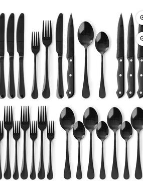 Modern Black Stainless Steel Flatware Set – Sleek Everyday Cutlery